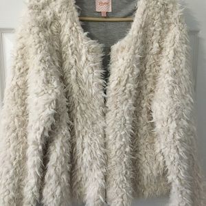 Ivory faux fur candies zip up sweatshirt Jacket